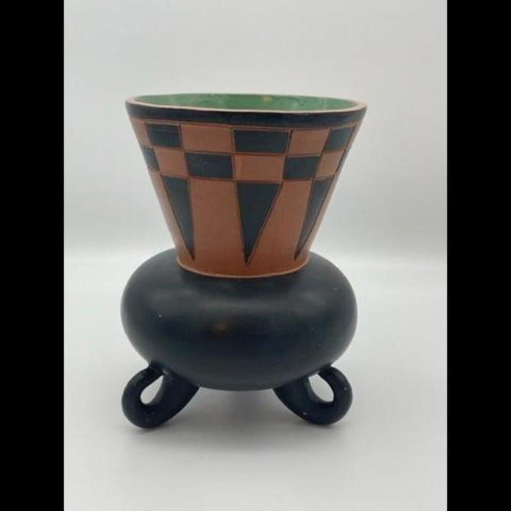 Artisan Handcrafted Terracotta Pot with Geometric Patterns